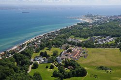 Konventum and Helsingør from above with Kronborg